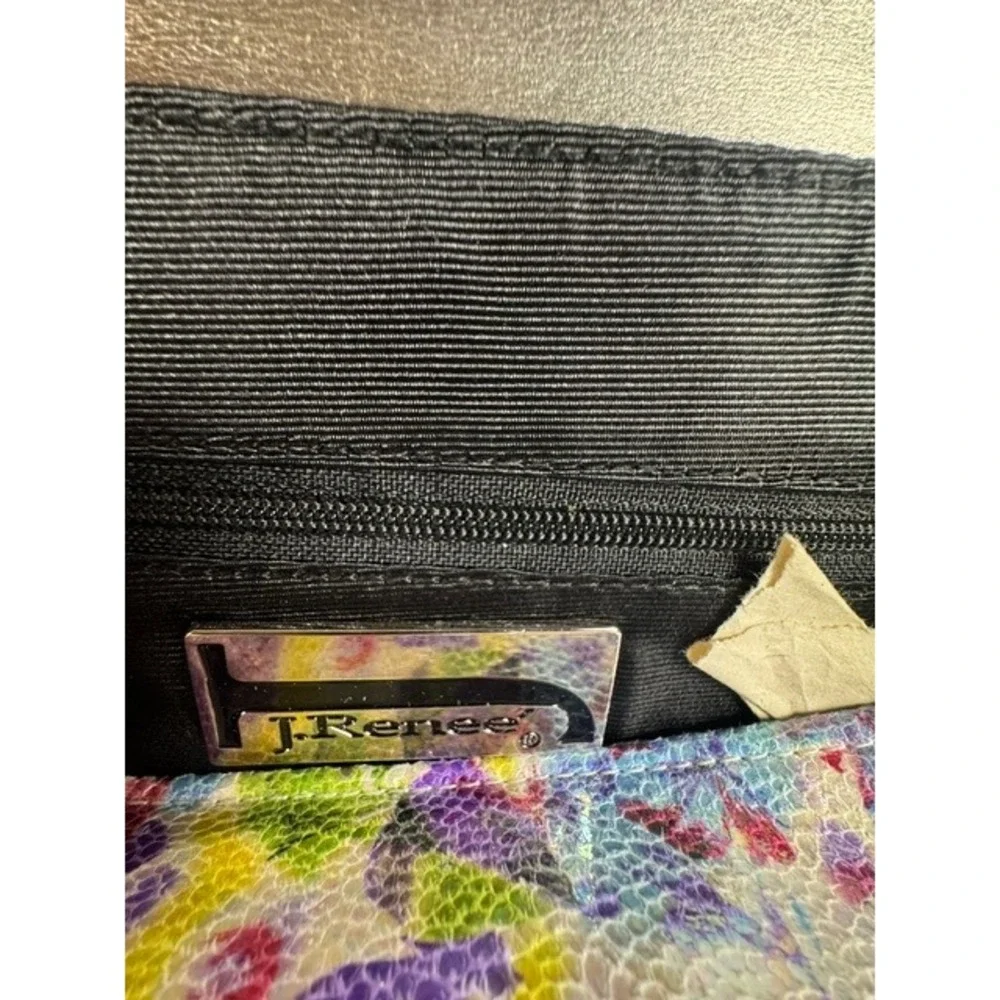 NWT J. Renee Clutch Handbag Womens  Floral Iridescent Multicolor Chain Strap Bag